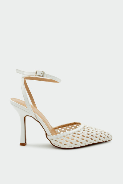 LAMİNTA Erich Knitted Detailed Women's White Heeled Shoes