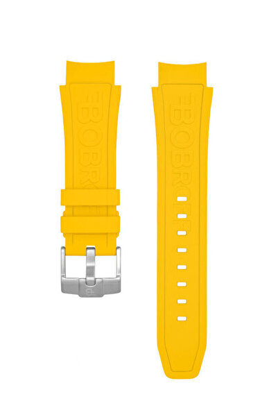Bobroff Λαστιχένιο λουράκι κίτρινο 44mm