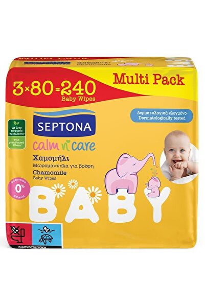 Septona Πολυσυσκευασία Μαντηλάκια Μωρού Calm n' Care με Χαμομήλι (3x80 τεμάχι...
