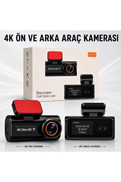 MultiZone 4K HD Araç Video Kayıt Çift Kamera Dashcam WiFi GPS 64GB Park Modu ...
