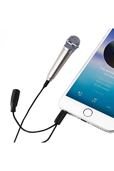 CATIANO Microfon Mini pentru Karaoke Argintiu 1.8x5.5cm