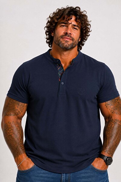 Starbattal Men's Large Size Single Jersey Polo T-Shirt with Stand Collar 2640...
