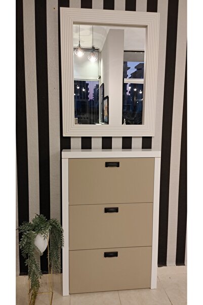 KAVELA HOME Düşer kapak ayakkabılık. beyaz+bej
