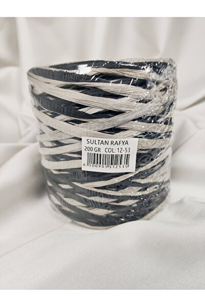 Sultan Raffia Black-White Hand Knitting Yarn Gr. 200g. - 250 Meters. (1 Piece...