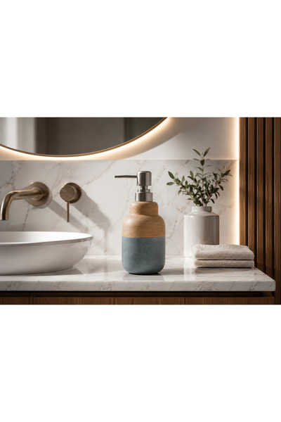 CEZVE HOME Porcelain Liquid Soap Dispenser Wood Look Bathroom Kitchen Liquid ...
