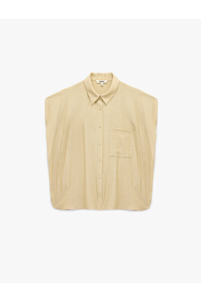 Koton Viscose Fabric Textured Sleeveless Padded Shirt with Pocket Detail