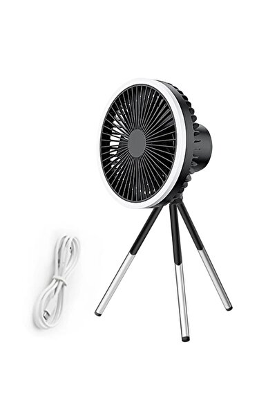Choice1 black Portable LED Light Tripod Stand Desktop Fan Camping Fan USB Rec...