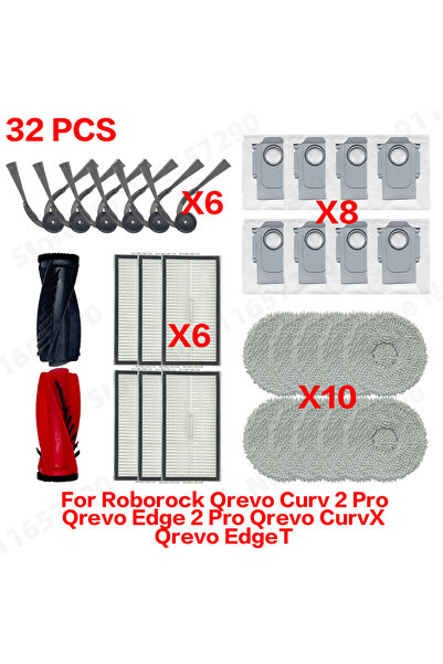 Choice مجموعة فرش روبوروك 3 قطع لـ Roborock Qrevo Curv 2 Pro و Qrevo Edge 2 P...