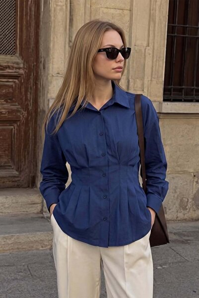 Fulla Moda Pleated Shirt with Pencil Waistband