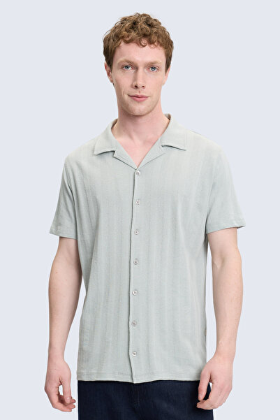 Hatemoğlu Yeşil Regular Fit Apaş Yaka 100% Pamuk Casual Gömlek