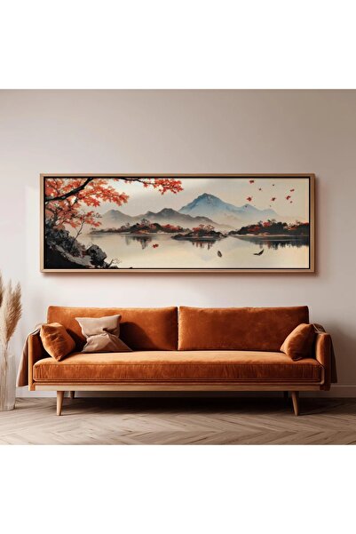dekorodam Japon Esintili Doğa Temalı Ahşap Çerçeveli Panoramik Duvar Tablosu ...