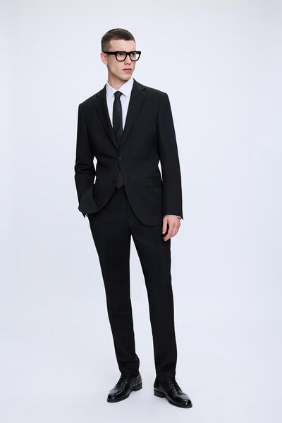 Hatemoğlu Siyah Slim Fit Mono Yaka Casual Takım Elbise