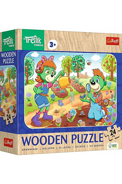 Trefl Puzzle din lemn 24 de piese - Faceți cunoștință cu familia Treflik 20263