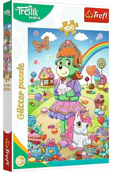 Trefl Puzzle pentru copii cu sclipici și brocart, pentru 4+ ani, 100 piese