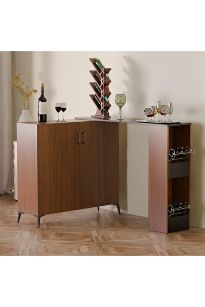 Mahmayi Extendable Bar Cabinet with Wine Rack, 2 Door Kitchen Storage Cabinet...