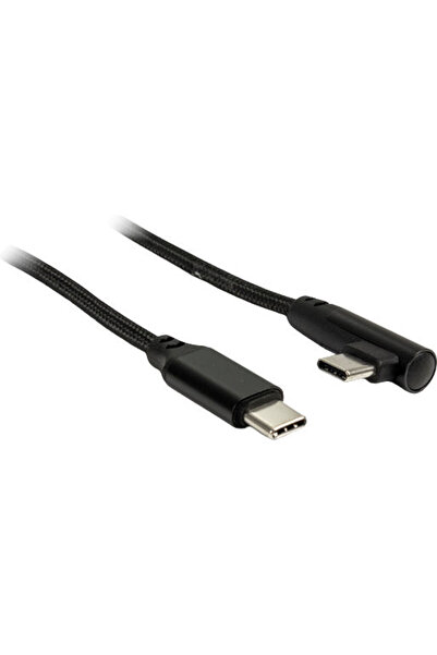 Inter-Tech Unghi (90 ° Cablu USB 2.0 împletit USB-C tată - USB-C PD Negru 1m