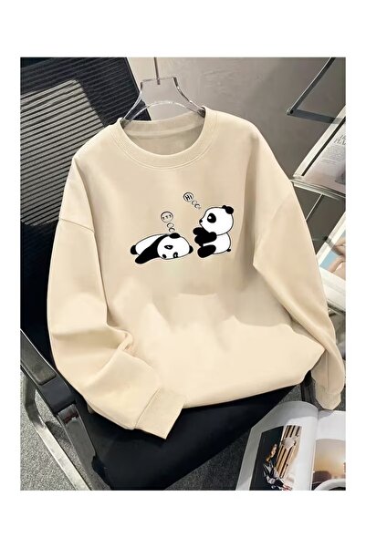 ZİYMO Women's Circular Neck Printed Relaxed Fit Sweatshirt