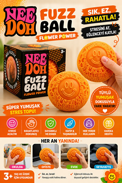 Firsatkolay Fuzz Ball Kadife Dokulu Sukuşi NeeDoh Stres Topu Squishy Oyuncak ...