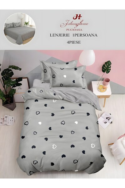 naniland.ro Lenjerie de Pat Finet 1 Persoană 4 Piese fără Elastic 155x200 cm,...