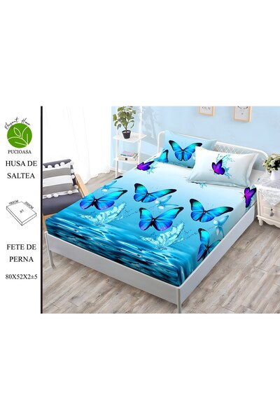naniland.ro Husă de Pat Finet 2 Persoane 3 Piese cu Elastic 180x200 cm, Model...