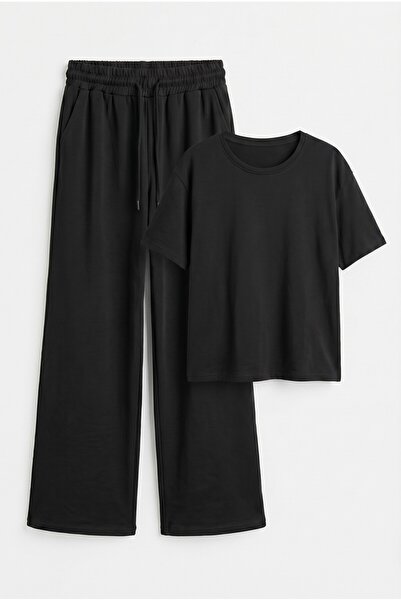 NOTHING Tricou tricotat elastic cu croială relaxată și pantaloni de trening c...