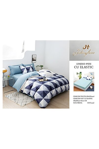 naniland.ro Satin Cotton Duvet Cover Set 2 Persons 4 Pieces with Stretchy 180...