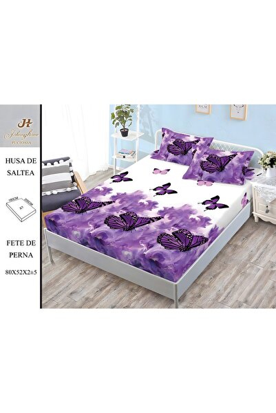 naniland.ro Husă de Pat Finet 2 Persoane 3 Piese cu Elastic 180x200 cm, Model...