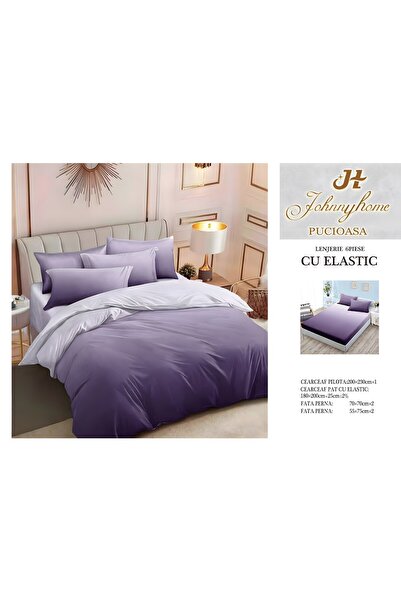 naniland.ro Lenjerie de Pat Bumbac Satinat 2 Persoane 6 Piese cu Elastic 180x...