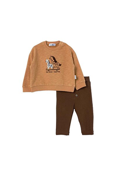 Bebetto Erkek Bebek Sweatshirt-Alt Hayvan Baskılı Çıtçıtlı Bisiklet Yaka Long...