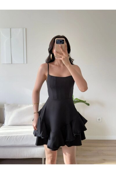 heree Women's Rope Strap Flounce Mini Dress