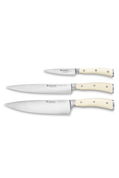 WÜSTHOF Set 3 cutite, WÜSTHOF, Classic Ikon, Oțel inoxidabil, Argintiu/Crem