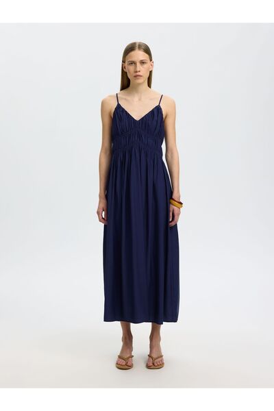 SELECTED Rochie maxi cu decolteu în V și bretele subțiri