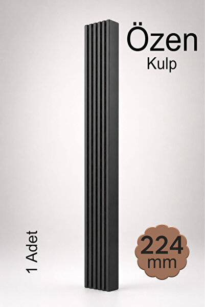 Badem10 Özen 224 mm 22.4 cm Çizgili Mat Siyah Metal Mobilya Kulpu Uzun Çekmec...