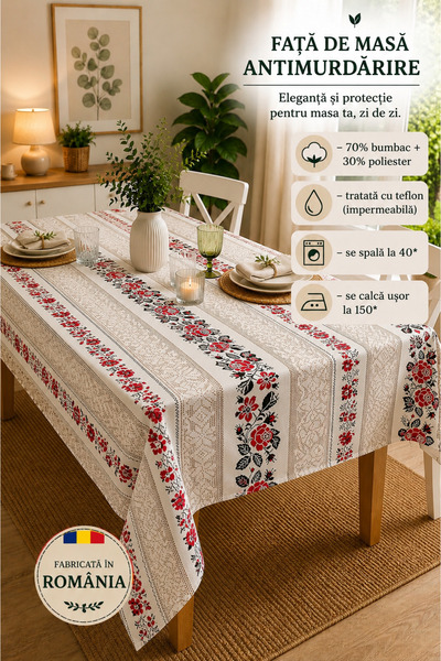 RALEX PUCIOASA Față de masă anti-pete 160x220cm, impermeabilă cu teflon, 70% ...