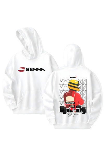 STİL-X سويت شيرت بقلنسوة من القطن المطبوع بأكمام طويلة من Ayrton Senna مكون م...