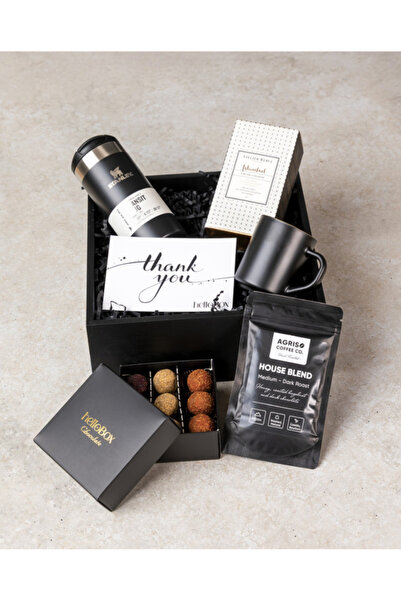 Hellobox Black & Gold Experience Hediye Kutusu | Termoslu Premium Kahve Hediy...