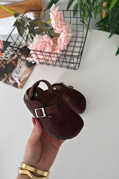 Minigimin Cicileri Miniğimin Cicileri Süet Unisex Çocuk Sabo Terlik - Acı Kahve