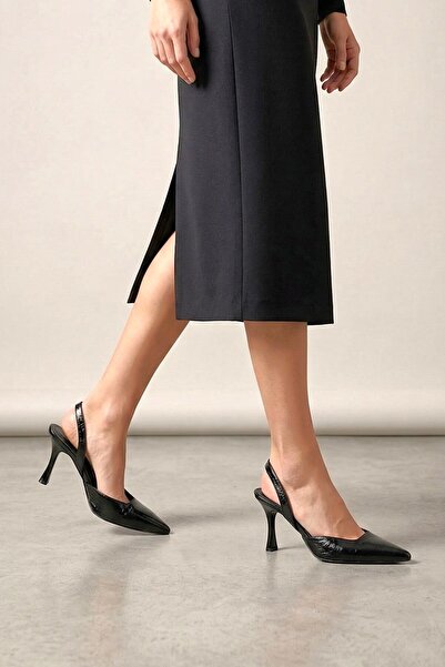 Gökhan Talay Lori Flexible Non-Slip Sole Black Patent Leather Medium Heeled (...
