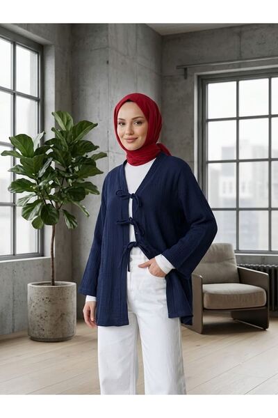 Naknaku Three-Lace Muslin Tunic-Navy Blue