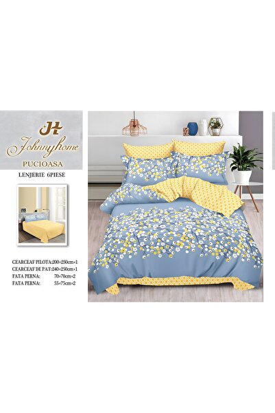 naniland.ro Lenjerie de Pat Bumbac Satinat 2 Persoane 6 Piese Fără Elastic 20...