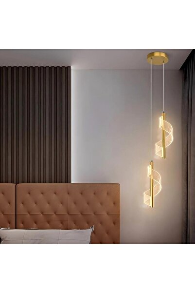 EMPORIO COLLECTION Μοντέρνο κρεμαστό φωτιστικό οροφής LED δίφωτο χρυσό, με ρυ...