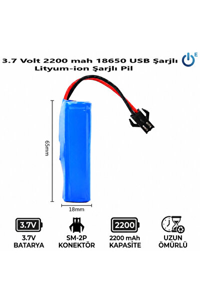 MAMSHOP 3.7 Volt 2200 mah 18650 Li-ion şarj Edilebilir Uzaktan Kumandalı Araç...