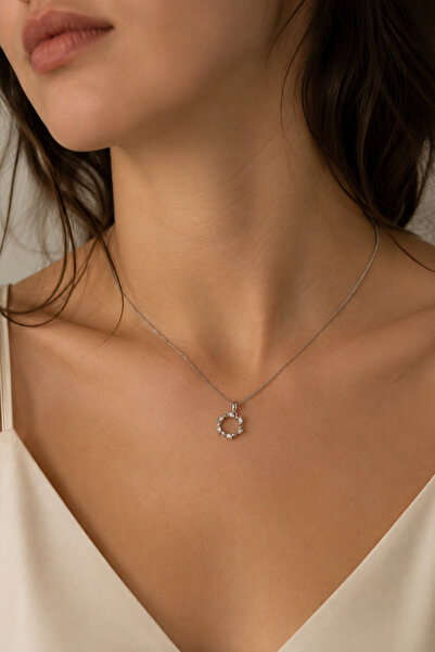 Balenbi Jewelry Women's Silver Color Tarnish-Resistant Steel Necklace with St...