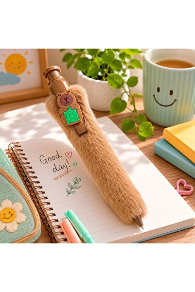 Z Store Pix de pluș gigant maro cu design de capibara, 28 cm