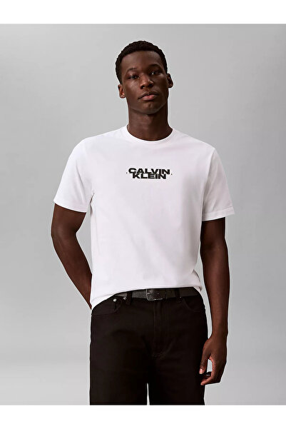 Calvin Klein Erkek Regular Fit Yuvarlak Yakalı Önü ve Arkası Logo Baskılı Pam...