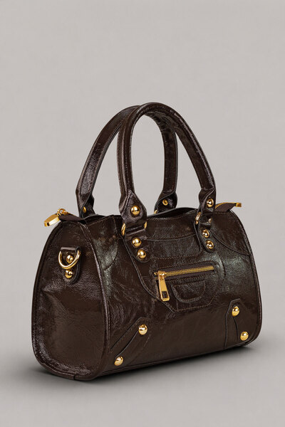 Housebags Golden Gleam Urban Bowling Bag – Brown Women's Long Strap Hand and ...