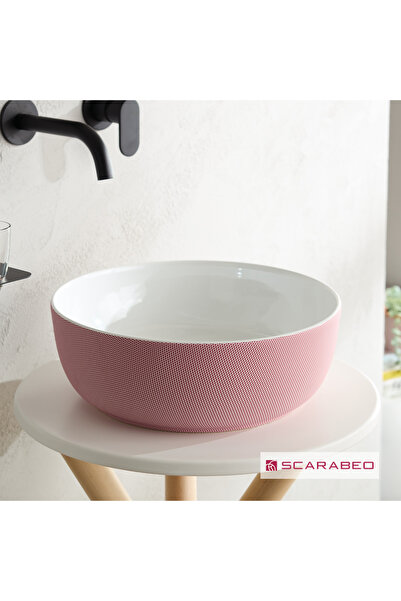 SCARABEO Glam 1807-SER Eπικαθήμενος Νιπτήρας Πορσελάνης Pois Pink Ø39εκ