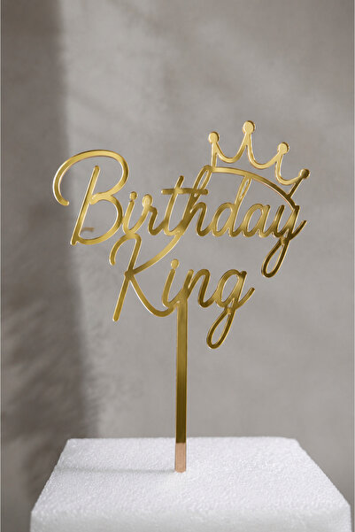 Pleksibu Birthday King Gold Cake Topper