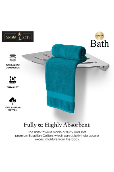 Siesta Zen Premium 100% Egyptian Cotton Bath Towel 70x140cm, Super Soft & Absorbent Towels, 600 GSM, Luxury Spa Hotel Quality, Quick Dry, Fade Resistant (Pack of 2)