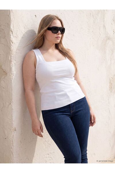 LC Waikiki Lcwaikiki Curve White Large Size Women's Undershirt